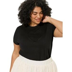NWT Torrid Cotton Jersey Crew Neck‎ Heart Cut Out Tee 3X